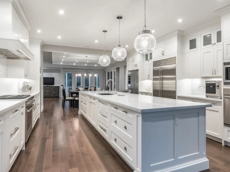 Open concept kitchen renovation with a large island