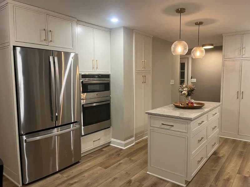 Updated flooring through a rustic modern kitchen remodel